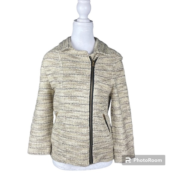 LUCKY Brand Los Angeles Marled Yarn Jacket Blazer with Gold Zipper and Pockets - Picture 1 of 10